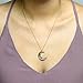 MignonandMignon 16k Gold Plated Crescent Moon Necklace with Black Crystals Mother's Day Gifts for Women - ZCMN