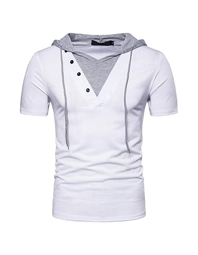 Kimiee Men's Short Sleeve Hoodie T-Shirt Casual Slim Fit Workout