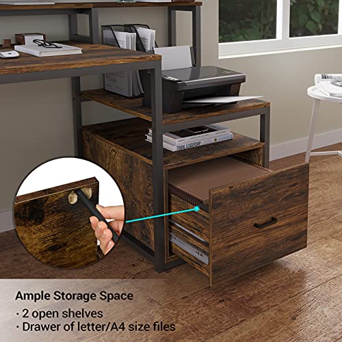 Sedeta Home Office Desk with File Drawer, 66'' Large Computer Desk with