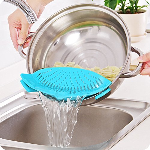 image for AUOON Clip on Strainer with 2 Clip for Veggies Pasta Ground Meat and M