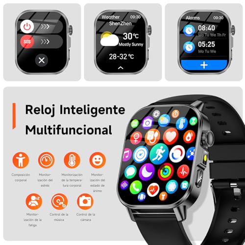 Smart Watch ECG Blood Pressure 24H Heart Rate Monitor Sleep, Man Woman | Health Watch HD Screen 2.0", Body Composition/HRV/SpO2/Body Temperature/BMI/30s Mini Check-up/LED/Fatigue/Emotions