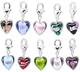 HooAMI 20PC Glass Heart Clip On Charm Fit Link Bracelet