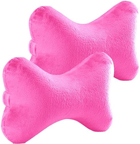 Bookishbunny 2 Packs Dog Bone Shaped Travel Neck Memory Foam Pillows with Removable Velvet Cover for Car Bus Truck Driving Comfort Head Rest Support (Dark Grey)