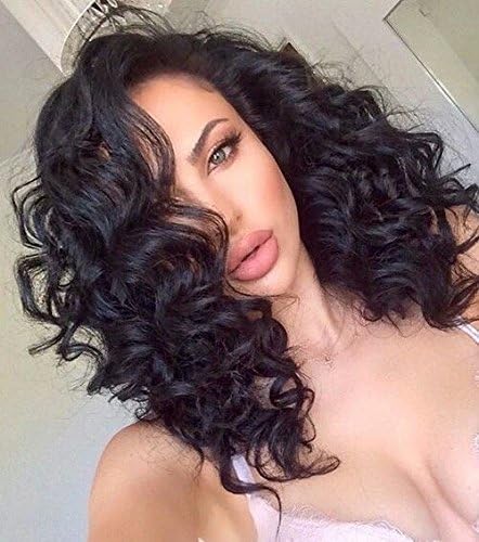 Premier Crown Hair 8A Virgin Hair Lace Front Wig Brazilian Remy Human Hair Body Wave Hair Wigs For African Americans 130% Density Naturl Color (14" lace front wig)