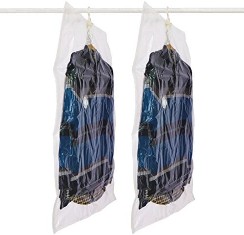 FullPlus Hanging Vacuum Storage Bag Space Saver Bags for Clothers, Vacuum Seal Clear Bags for Dress, Closet Organizer, Set of 2