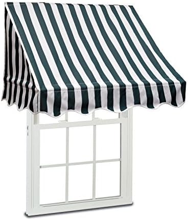 Aleko 8 X 2 Window Awning Door Canopy 8-Foot Decorator Awning, Green And White by Alekoa