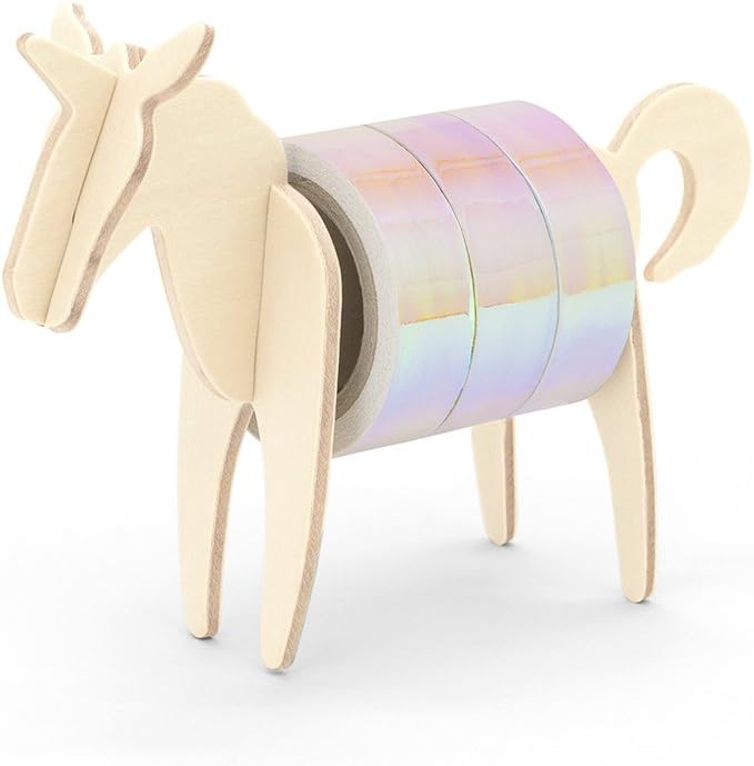 Wild Tape - Pearlescent Washi Tape and Unicorn Holder - Decorative Adhesive Iridescent Tape for Arts, Crafts, Scrapbooking, Bullet Journal, Planner and Gift Wrapping Decoration