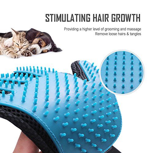 NHILES Pet Grooming Glove, Dog Hair Remover, Cat Grooming Deshedding Glove Brush, Detangle, Gentle and Efficient Massage Tool for Dog/Cat/Horse, Pet Combs One Pair