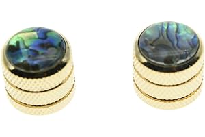 KAISH Gold Set of 2 Push on Fit Abalone Top Guitar Knobs Dome Knobs Bass Knob for Tele/Telecaster