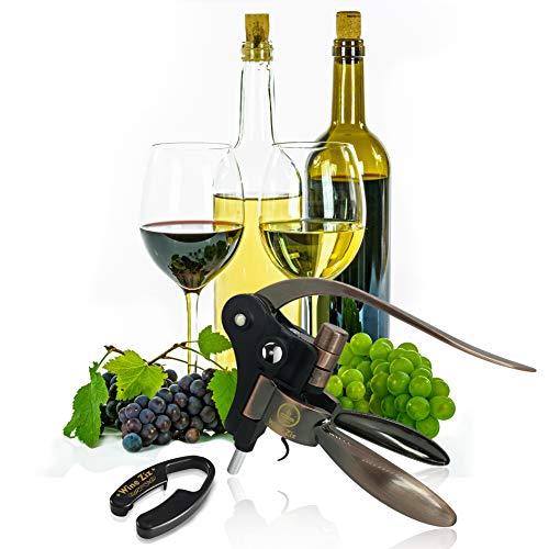 Wine Ziz Bronze Screw-pull Lever Corkscrew Wine Bottle Opener Set with Bonus Foil Cutter Tool, Heavy-Duty Metal Rabbit Manual Cork Screw, Best Housewarming Kitchen and Wine Gift Kit for Women and Men