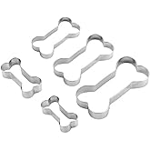 MrCookie Dog Bone Cookie Cutters Set,Stainless Steel Sandwiches Cutters Biscuit Molds for Kids,5pcs Sturdy Cutters for Cookies,Sandwiches,Small to Large Size of 2.32'',2.99'',3.88'',4.17'',4.8''