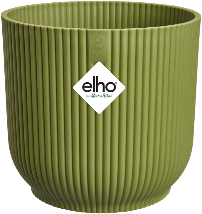elho Vibes Fold Round 16 Plant Pot 100% Recycled Plastic Green Ø16.1 x H14.8 cm