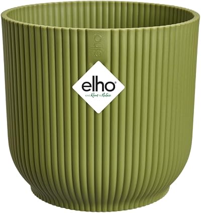 elho Vibes Fold Round Mini 11-100% Recyclable Flower Pot Ø11.1xH10.5 cm Green