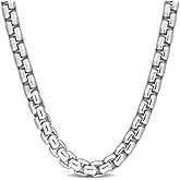 Abbie+Cleo Italian 925 Sterling Silver Round Box Link Chain Necklace - Unisex Adults - Available in Rhodium Plated or Yellow Gold Plated Sterling Silver - 16in to 28in