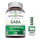 Amazing Nutrition Gaba ( Gamma Aminobutyric Acid) 750 Mg, 100 Capsules