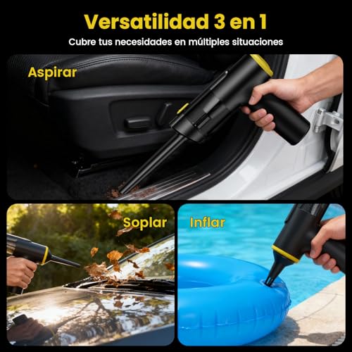 Zynet Cordless Handheld Vacuum Cleaner 28000Pa, Portable Mini Vacuum Cleaner for Car, Up to 60 Mins, 3 in 1 Vacuum/Blow/Inflate, LED Display and Green Light, Brushless Motor, Home, Office and Pet Hair
