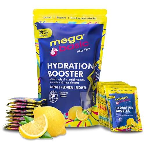 Mega Basic® Hydration Elektrolyt Pulver - Basisch-Isotonisches Sportgetränk, Premium Elektrolyte - Für Sport, Schnelle Regeneration &Amp; Optimale Hydratation - 20 X 20G Sticks Mit Zitrone-Geschmack