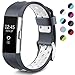 Maledan Replacement Sport Bands with Air Holes Compatible for Fitbit Charge 2, Gray/White, Small