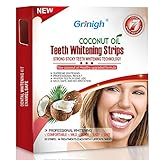 Grinigh COCONUT OIL Whitestrips Dental Professional Effects Teeth Whitening Strips Kit, 14 Treatments - Lasts 6 Months & Beyond - Non-Slip White Strips with a Fresh COCONUT Fragrance - 28