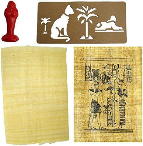 2to5 Ancient Egypt Craft Kit ~ 1 Plain & 1 Printed Papyrus Sheet, Card Stencil & Mummy Latex Mould ~ Creative Crafts for History Topics (Ramses & Hather)
