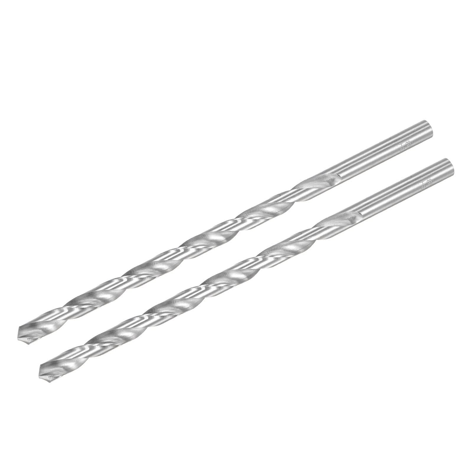 TA-VIGOR 2Pcs 8.5mm Extra Long Twist Drill Bits, 200mm Length High-Speed Steel HSS Straight Shank Spiral Drill Bits for Wood Metal Aluminum Plastic