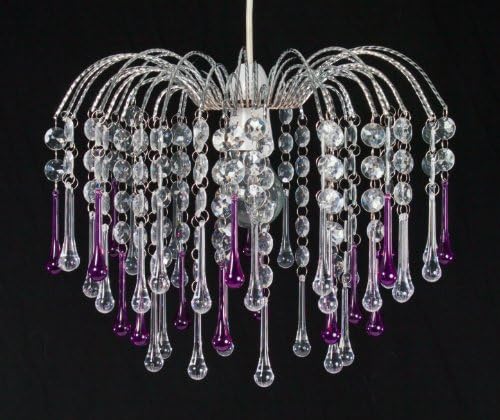 Dove Mill Lighting Sophia Plum Acrylic Teardrop Droplet Chrome Ceiling Light Shade Easy Fit Pendant
