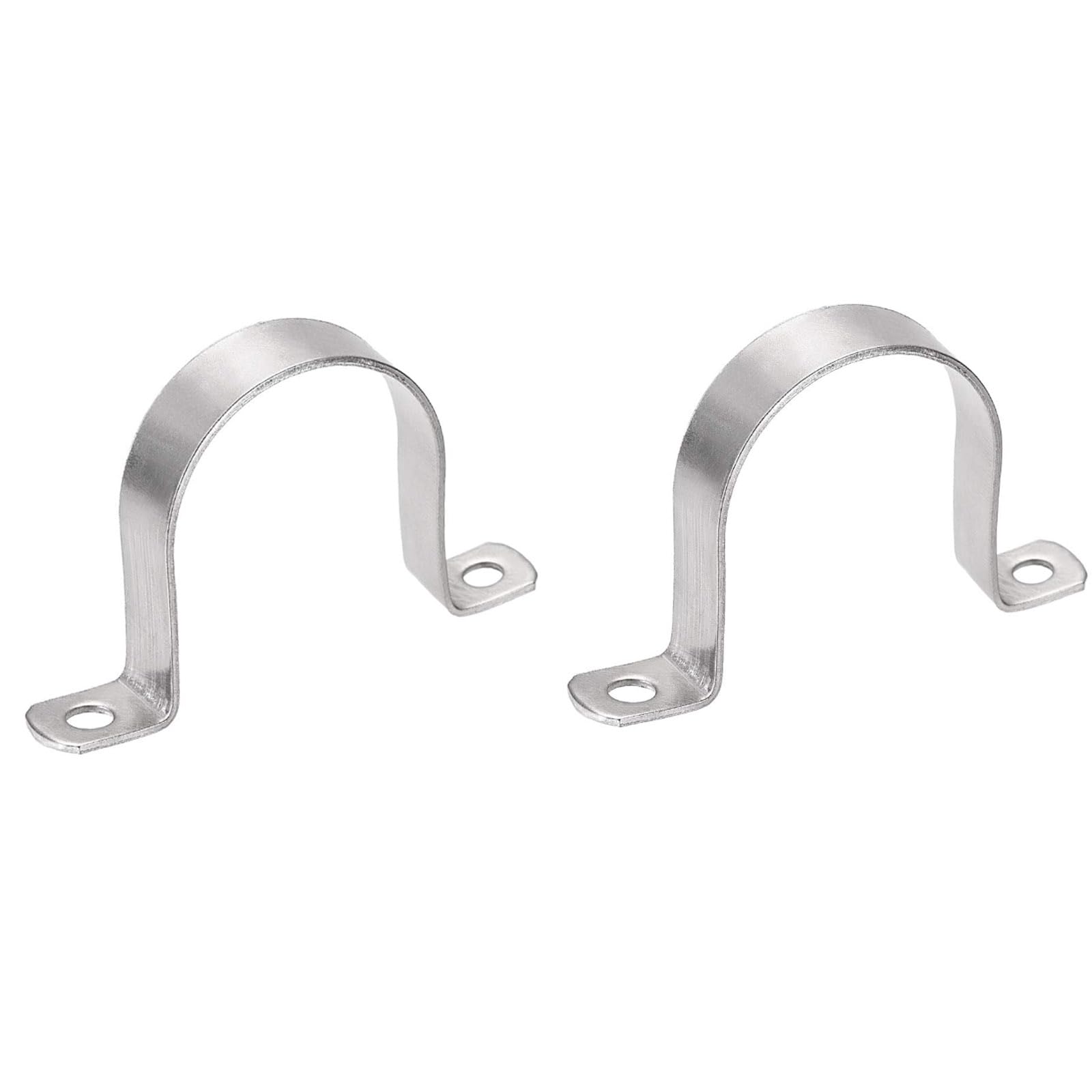 TOP-VIGOR 2Pcs 63mm(2.5") Rigid Pipe Strap, 2 Holes Tube Straps 304 Stainless Steel Tension Tube Clamp for Fixing Tube Pipe Wire