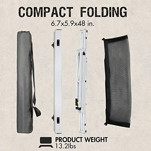 Arrowhead Outdoor 39" Aluminum Folding Camp Table - Adjustable Height, Undertable Mesh Storage Shelf, Carry Bag Included