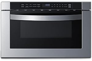 SUMMIT APPLIANCE Summit MDR245SS 24" Wide Built-In Drawer Microwave for Installation in Wall or Island Openings, 1.2 cu.ft. Interior, 115V AC/60 Hz, Black/SS (24 Inch)