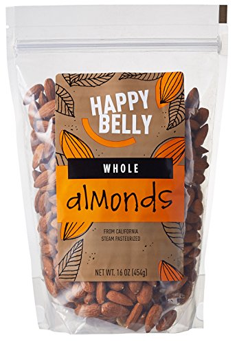 Amazon Brand - Happy Belly Whole Raw Almonds, 16 Ounce