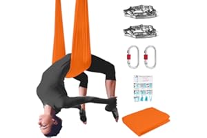 PRIOR FITNESS Low Stretch Aerial Yoga Hammock Kit 4.4 Yards Aerial Silk For Professional Yoga Instructors,Yoga Swing Set,Improve your Flexibility & Core Strength,Yoga Starter Kit