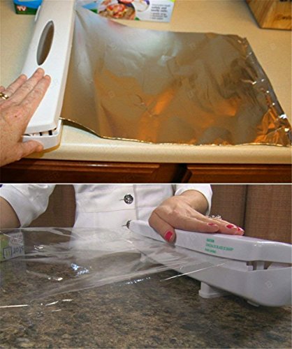 Refillable Plastic Wrap Dispenser - Easy to Use BPA Free Food Wrap Dispenser, Pull, Press, Cut, and Wrap Food in Parchment Paper, Aluminum Foil, Cling Wrap, or Your Favorite Material