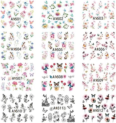 cicianco 12 Pcs/Set DIY Jewelry Crystal Epoxy Filling Material Water-Based Flower Butterfly Pregnant Woman Nail Applique Sticker
