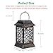 TomCare Solar Lights Metal Flickering Flame Solar Lantern Outdoor Hanging Lanterns Decorative Lighting Heavy Duty Solar Powered Waterproof Umbrella Lighting for Garden Yard Patio Deck, 2 Pack（Black）