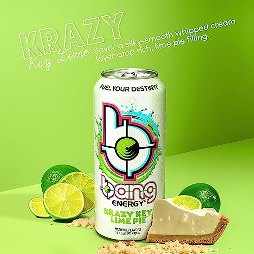 Bang Energy Key Lime Pie, SugarFree Energy Drink, 16Ounce (Pack of 12