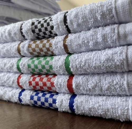 Kit Com 10 Panos de Prato Atoalhado Xadrez, Pano de copa Em 100% Algodão 45x70cm, Alta Absorcão