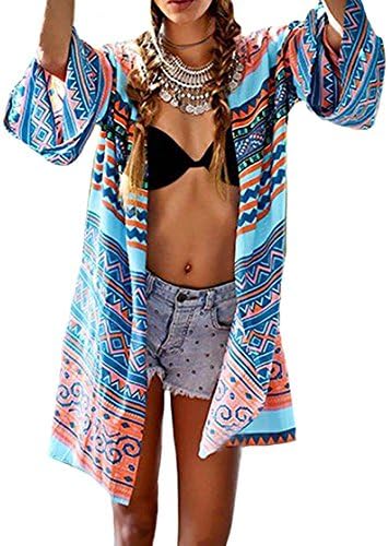 Womens Swimsuit Beach Cover ups - Sexy Floral Cotton Swimwear Cover up Wear Beachwear Bikini Swim Coverups (Blue)