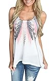 Faaaashion Women's Super Cute Feather Tank Casual Loose Style Summer Cool Top