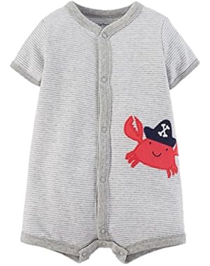 Carters Infant Boys Gray Striped Pirate Crab Romper