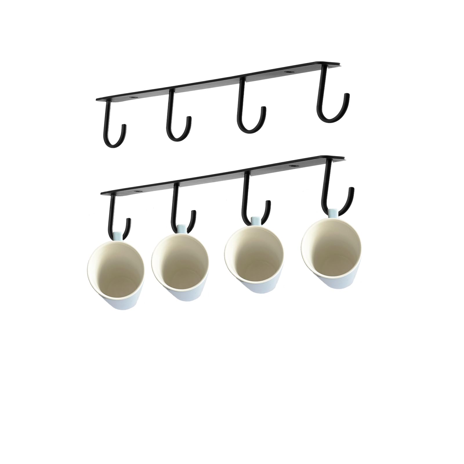 Photo 1 of Generic Mug Holder Metal Mug Hooks Under Cabinet Coffee Bar Accessories 2 Pcs Sturdy Mug Rack for Hanging Coffee Cup Display Hanger Organizer Under Shelf Kitchen Organizers and Storage, Black