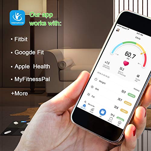 LIFE-LXC Smart Digital Body Fat Scale- Bluetooth Bathroom Scale,Body Composition Analyzer with Smartphone free App,Body Fat Monitors for Your Data(BMI, Body Fat, Muscle Mass and Water Weight)- 400 lbs