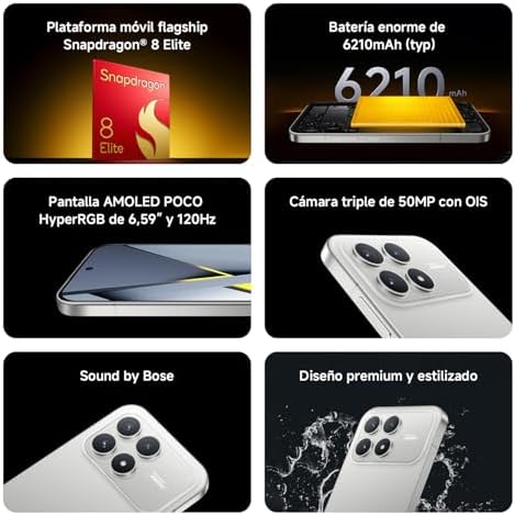 POCO F8 Pro Smartphone de 12+256GB Plata Titanio Hypercharge 100W