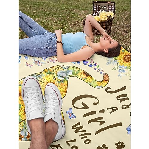 Just A Girl Who Loves Elephant Blanket Gifts for Women Adult Swaddle Friend Super Soft Warm Fuzzy Cozy Lightweight Throw Blankets for Home Bed Couch Sofa 40