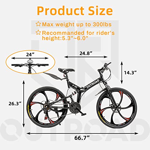 PanAme 26 Inch Folding Bikes/Mountain Bikes with Full Suspension
