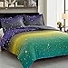 NTBAY 3 Pieces Duvet Cover Set Printed Microfiber Reversible Design(Queen, Purple and Green)