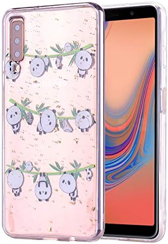 Glitter Soft TPU Case with Decorative Gold Foil for Samsung Galaxy A70,Xifanzi Galaxy A70 Back Cover Case Flexible Rubber Skin Thin Lightweight TPU Bumper Protective Shock-Absorbing Case,Panda