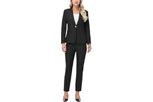 Lamgool Women's Pants Suit 2 Pieces Slim Fit Pantsuit Professional Blazer and Pant Set Business Office Work Outfits