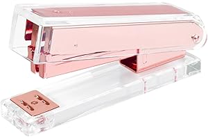Honagu Clear Acrylic Stapler - Elegant Modern Desk Accessory for Home, Office, or School (Rose Gold)