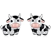Sterling Silver Cow Penguins Panda Dog Pig Giraffe Lion Salamander Earrings Studs Cute Animal Jewelry Gift for Women