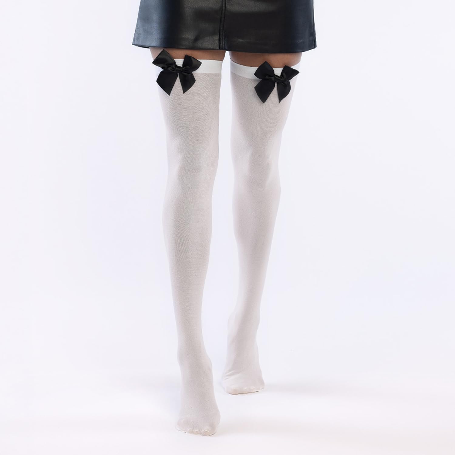 Boland Ladies Stockings, Hold Ups, Opaque, Over the Knee Socks, Halloween, Fancy Dress, Adult, One Size (UK, Alpha, One Size, Regular, Regular, White/Black) — image 1